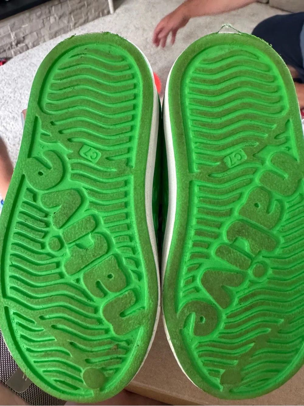 Native Kids Slip-On Water Shoes in Bright Green with White Toe